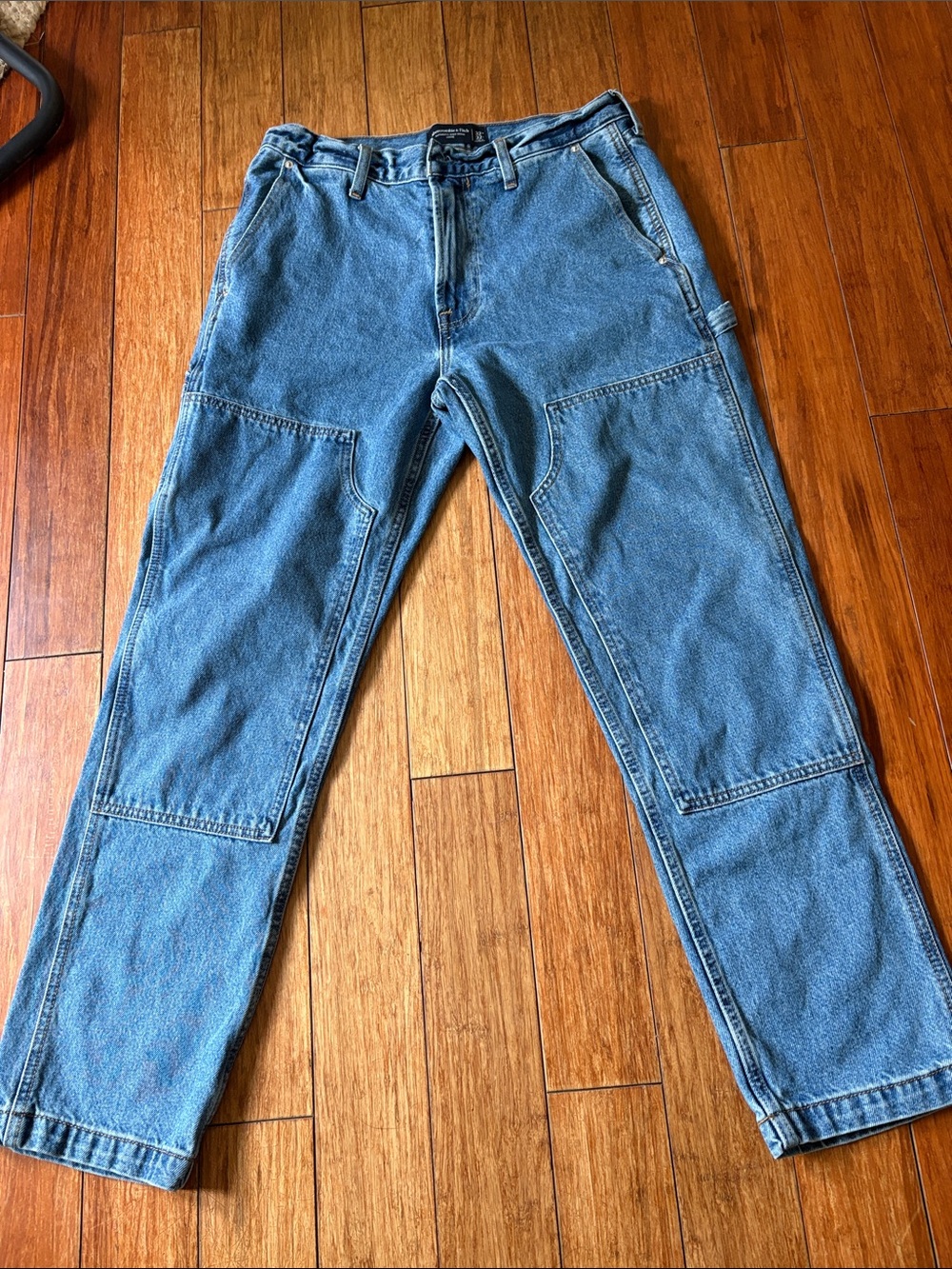 Abercrombie & Fitch Men's Light Blue Straight Carpenter Jeans